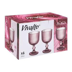 PACK 6 COPAS AGUA 370ML ROSA RAYAS