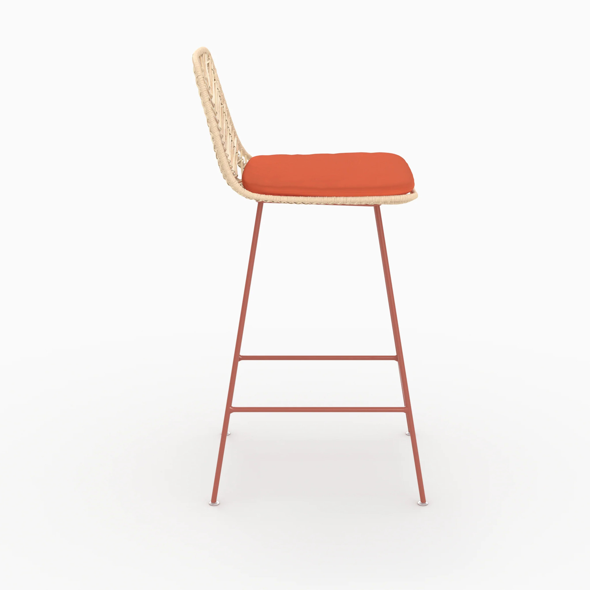 Lot de 2 chaises pour îlot central 66 cm en rotin et tissu orange - Tamara