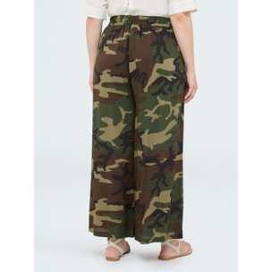 Fiorella Rubino - Pantalones palazzo camuflaje - Verde militare