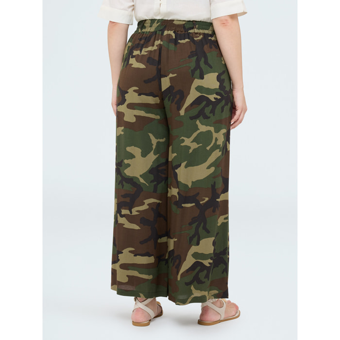 Fiorella Rubino - Pantalones palazzo camuflaje - Verde militare