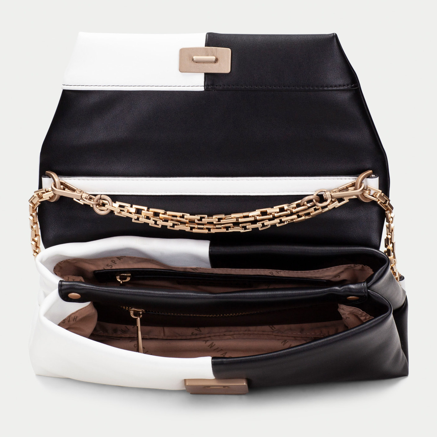 Bolso de Hombro  Blanco negro 30CM X 16CM X 7CM