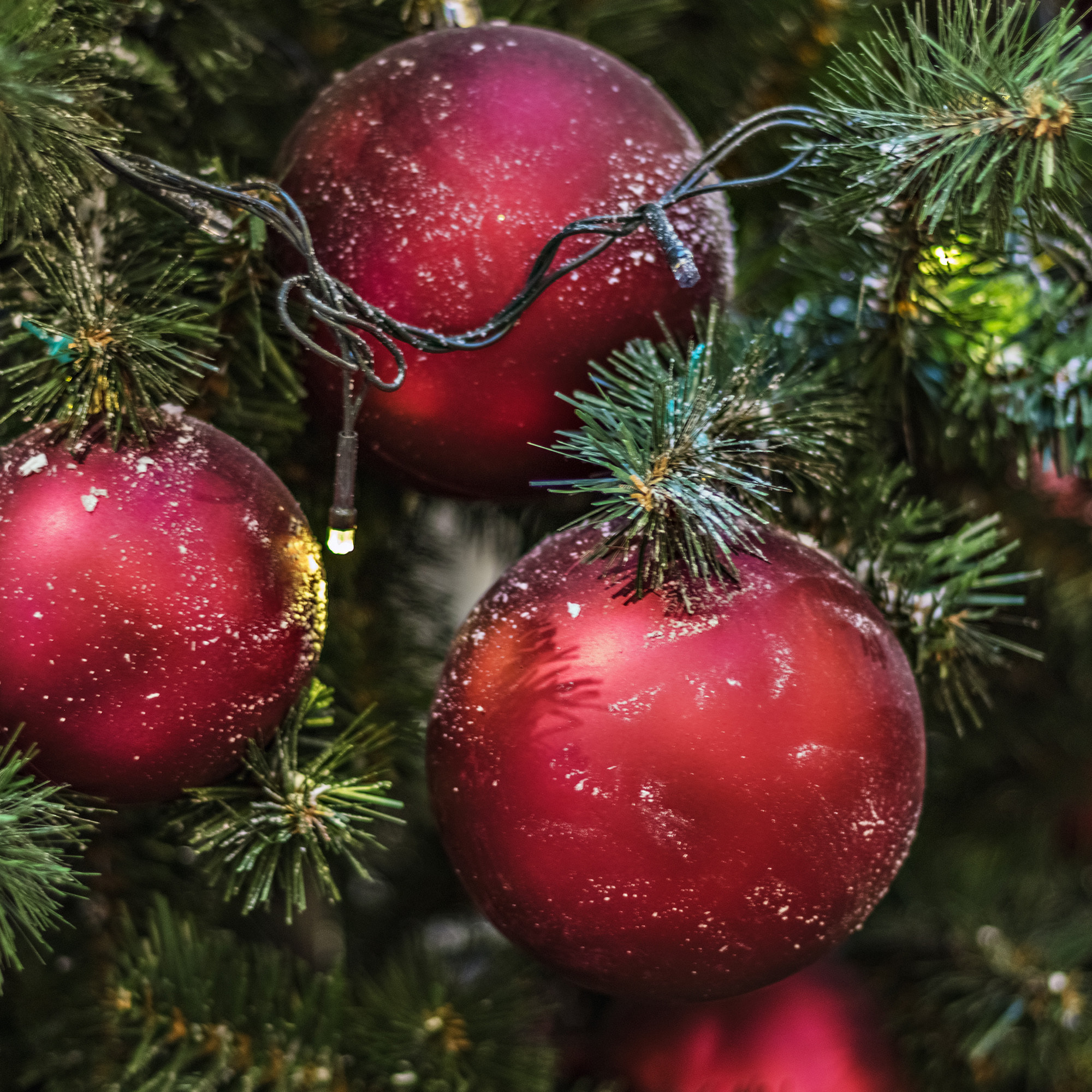 Paquete de 100 bolas color rojo de navidad en diferentes acabados y tamaños