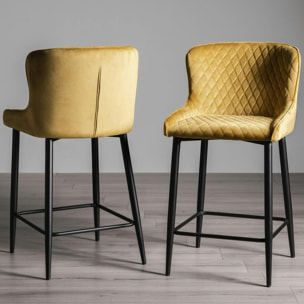 Chaise de bar velours moutarde (lot de 2) ARLINGTON