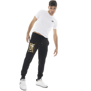 Pantalone sportivo invernale uomo con polsino al fondo, stampa Leone 1947 Gold