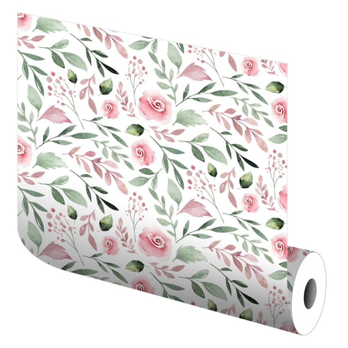 Papel pintado CERAMIKO, Boho 2 Floral Blanco 65x300 cm