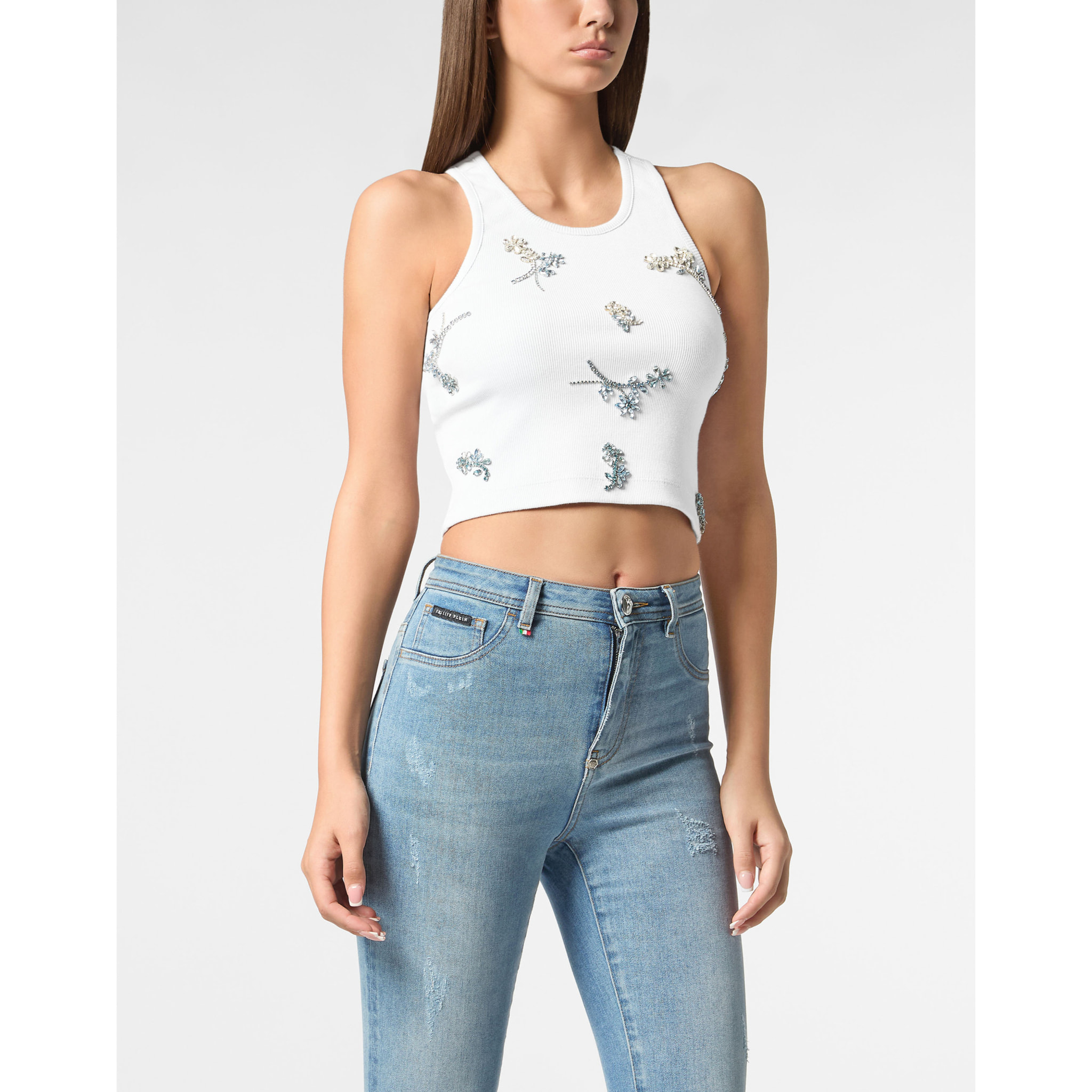 PHILIPP PLEIN Tank Top FLOWERS