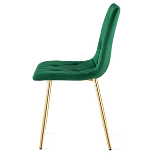 Sedia Libra in velluto verde scuro con gambe dorate