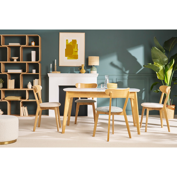 Chaises vintage en bois clair chêne et tissu effet velours vert céladon (lot de 2) DOVE