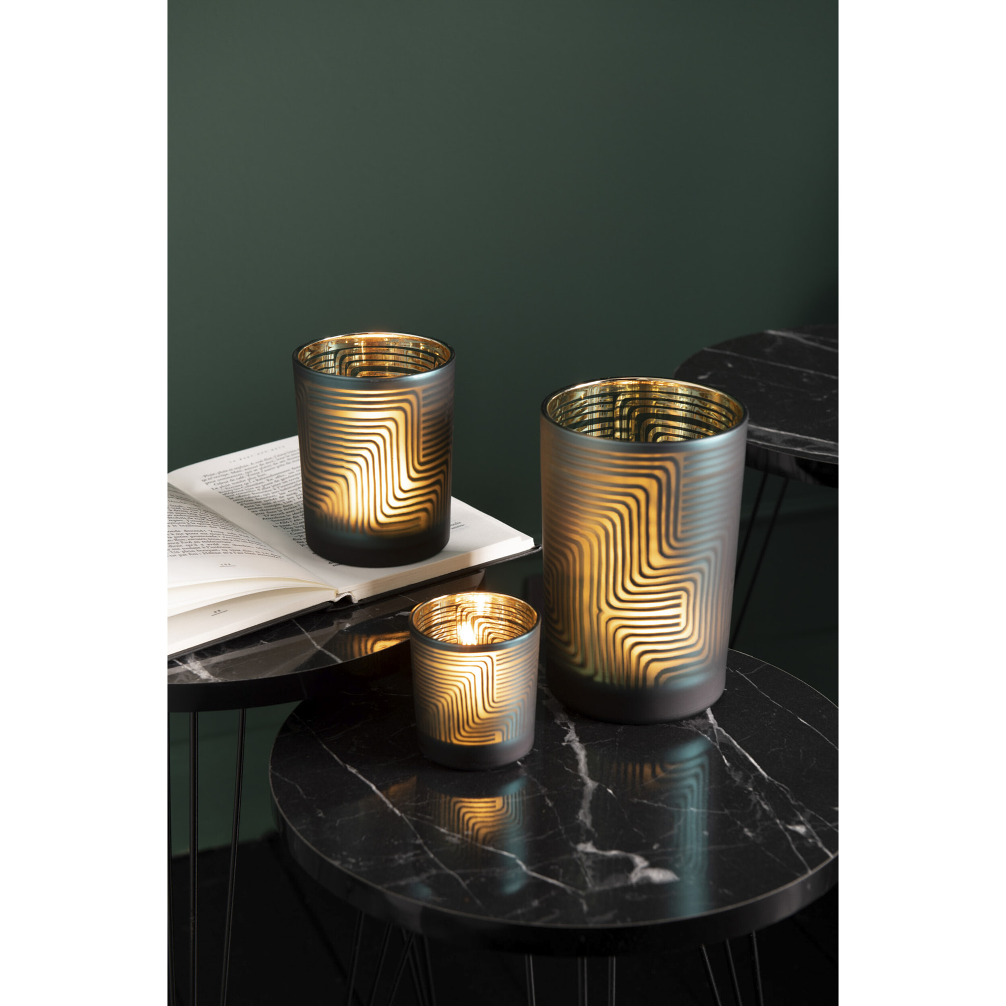 J-Line photophore Zigzag - verre - vert - large