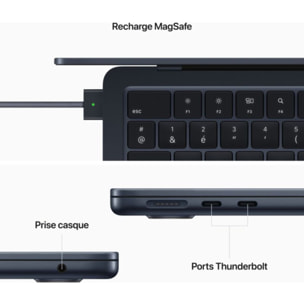 Ordinateur Apple MACBOOK Air 13' M2 8Go RAM 512Go SSD Minuit