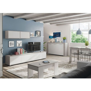 Mesa de centro elevable Low Cost Blanco Artik (Blanco Mate) - Gris Cemento