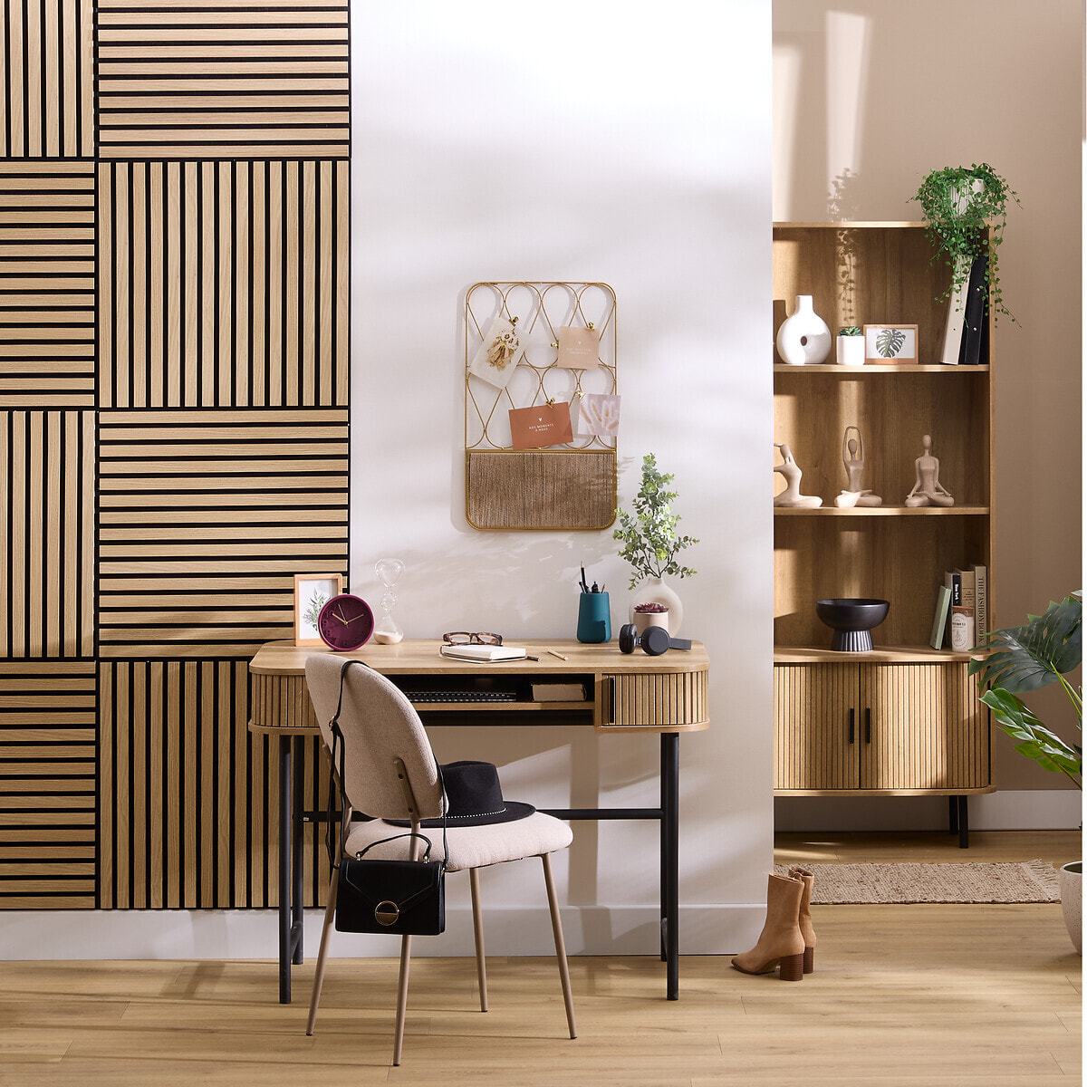 Panneau décoratif mural Colva beige fond noir 60x60cm