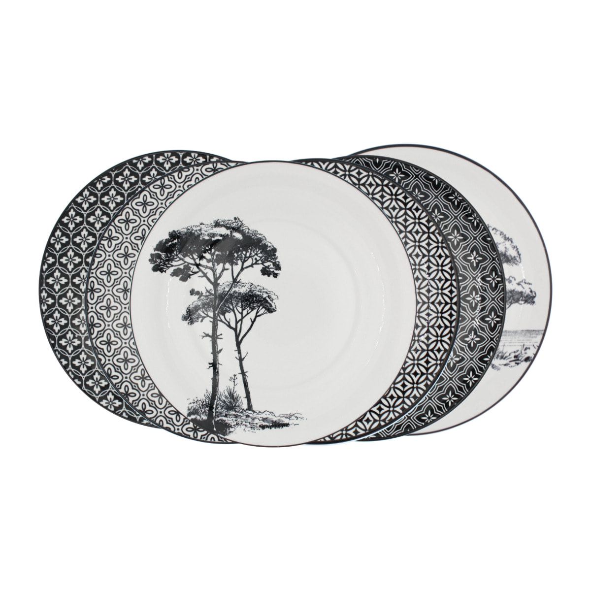 Lot de 6 petites assiettes, VILLA LES PINS
