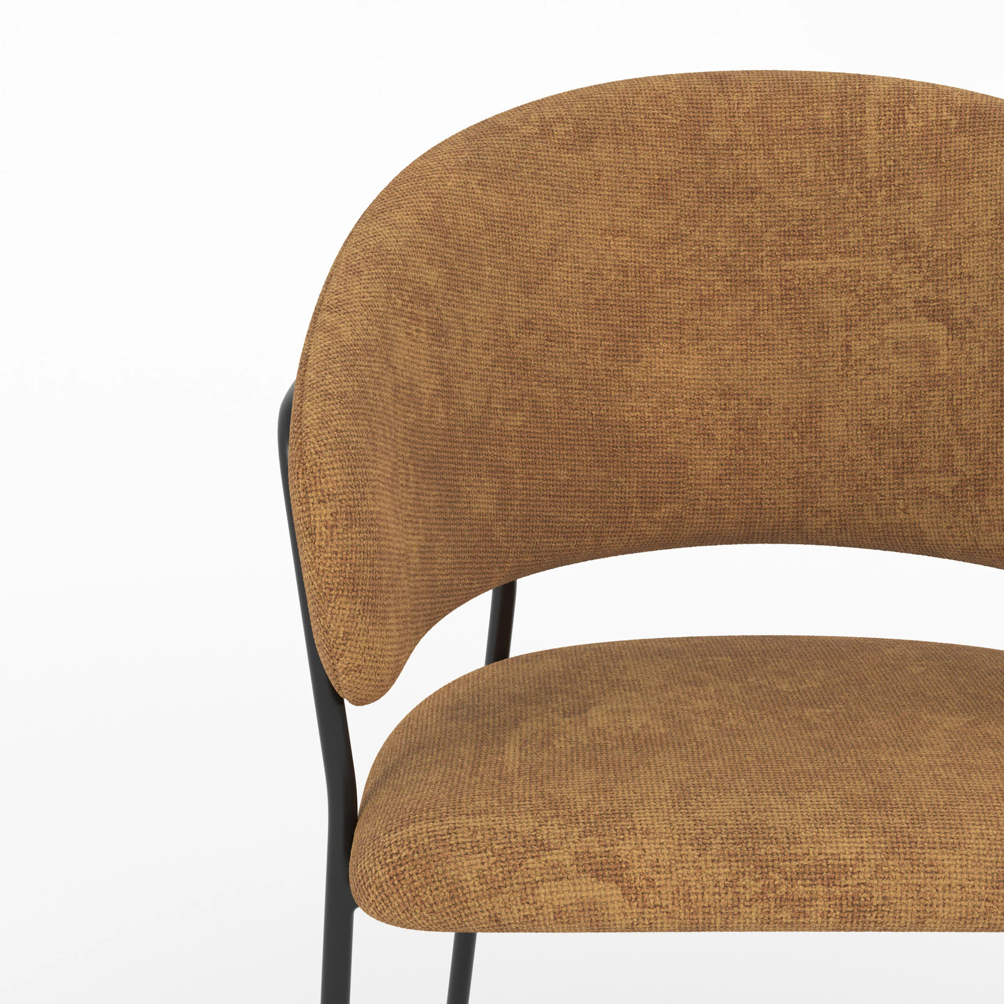 Lot de 2 chaises en tissu caramel et pieds en métal noir - Amaya