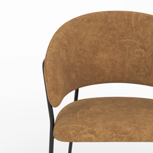 Lot de 2 chaises en tissu caramel et pieds en métal noir - Amaya