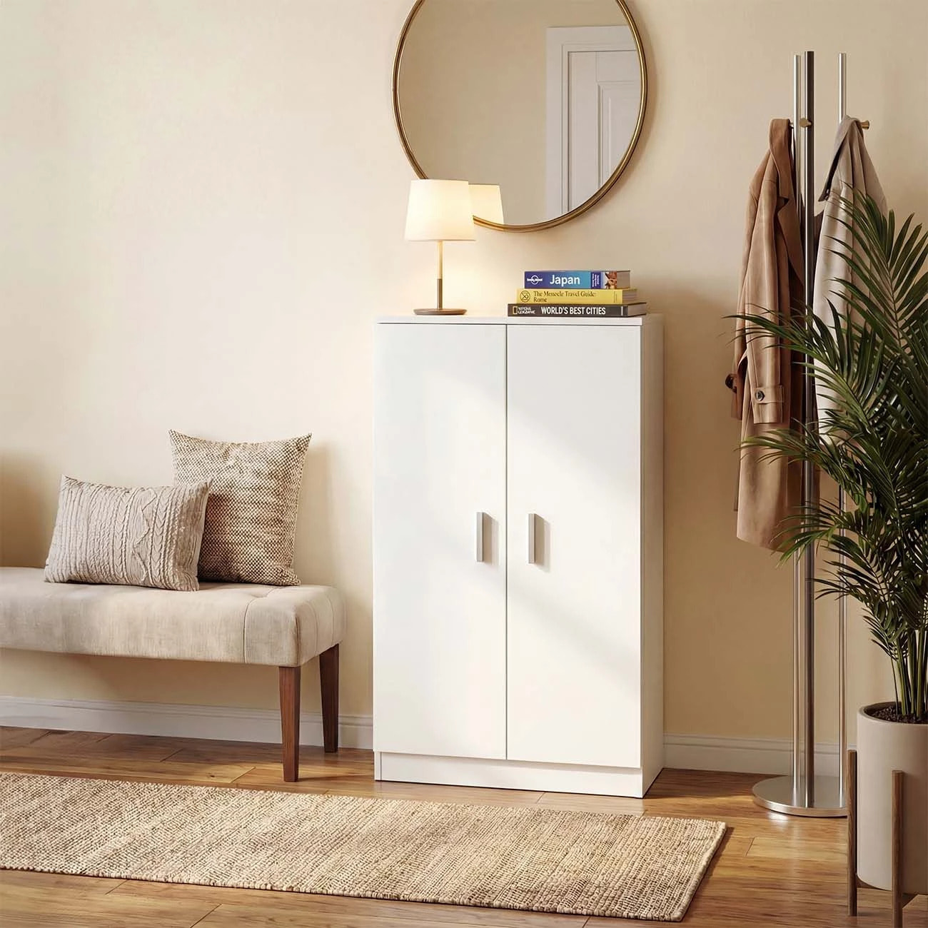 Zapatero de 2 puertas en blanco mate 55x108 cm Liam Blanco Artik (Blanco Mate)