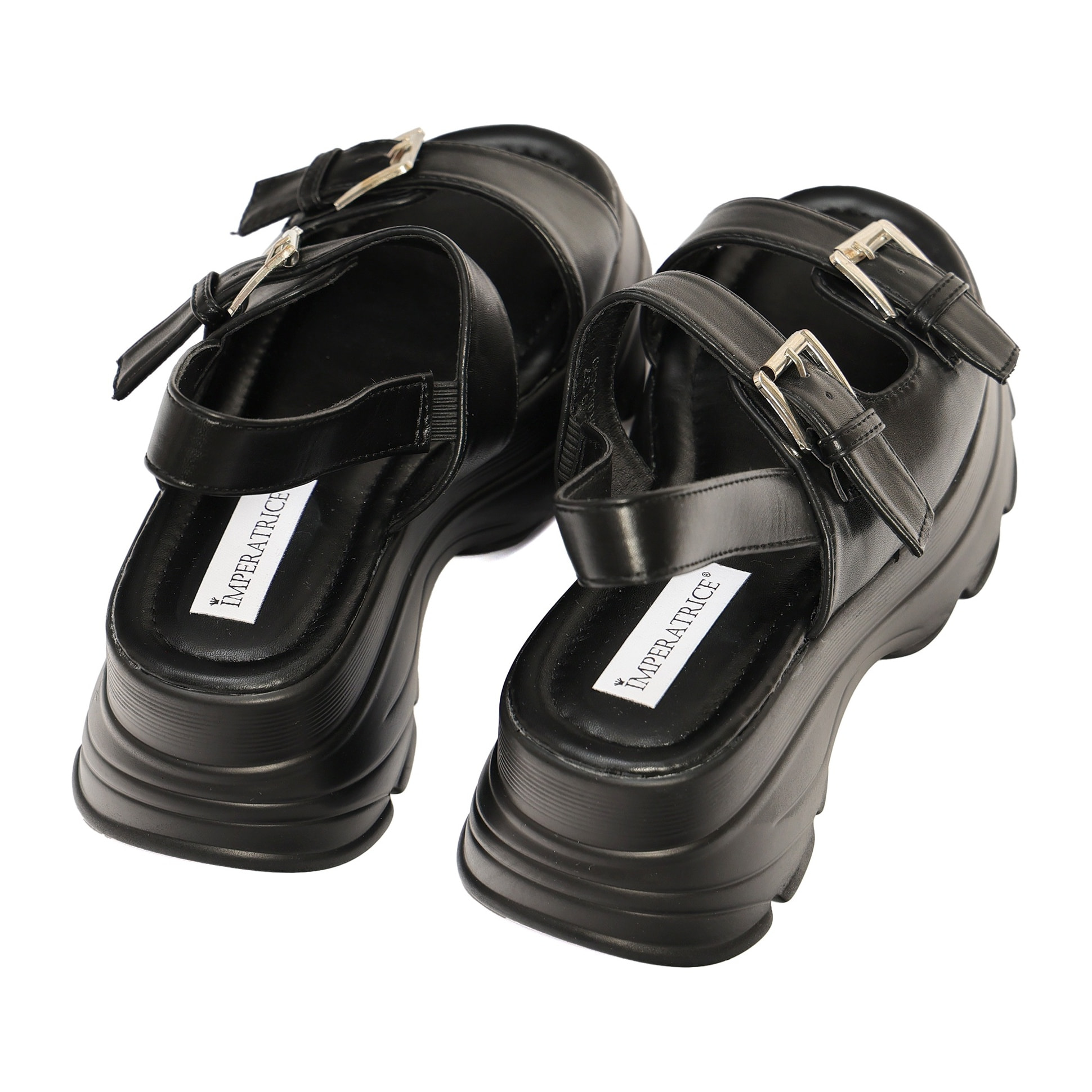 Sandali in simil pelle con zeppa