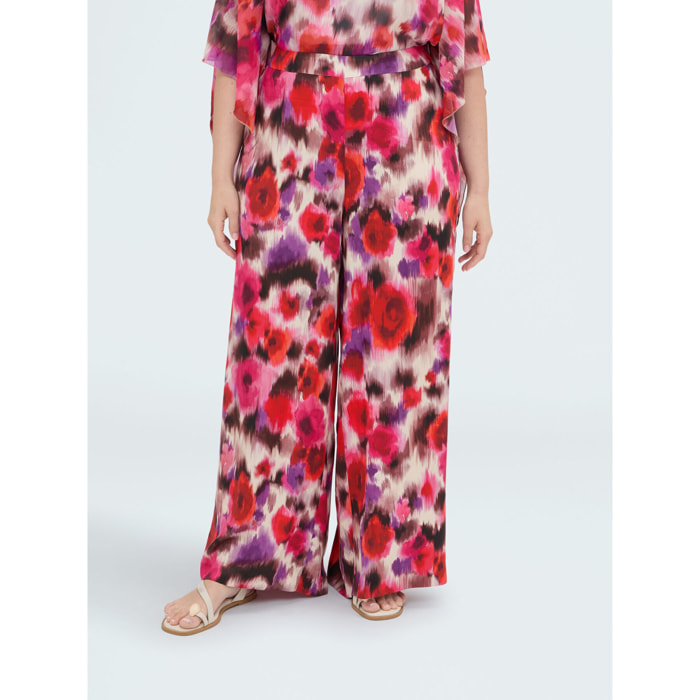 Fiorella Rubino - Pantaloni palazzo in raso di viscosa - Fucsia