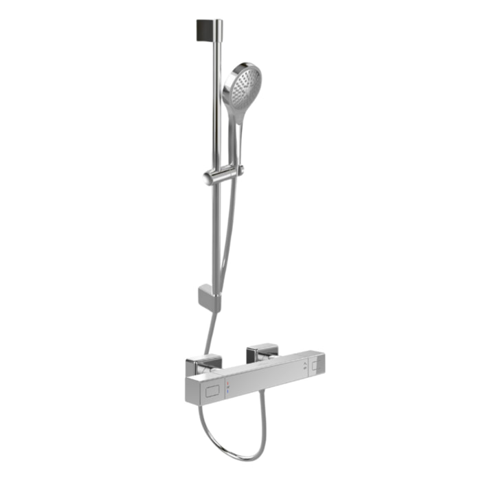 Mitigeur douche thermostatique Universal rectangle + Ensemble de douche Verve Showers chromé