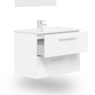 Mueble de baño con espejo Feel 2 cajones Blanco Brillo