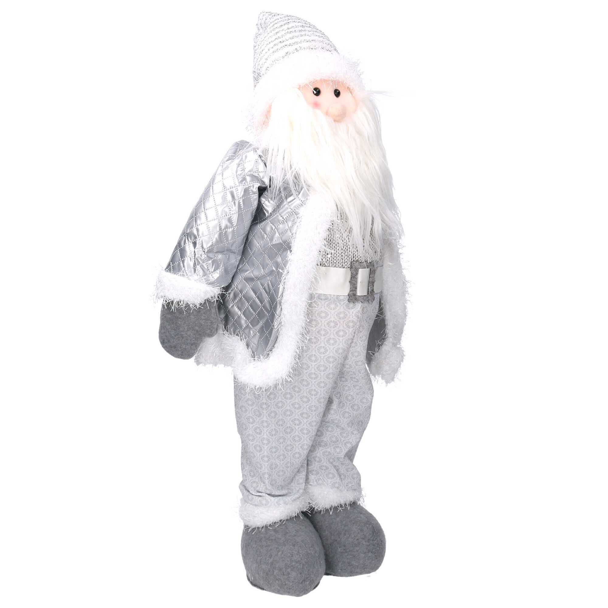 Babbo natale in tessuto bianco grigio cm37X15h67