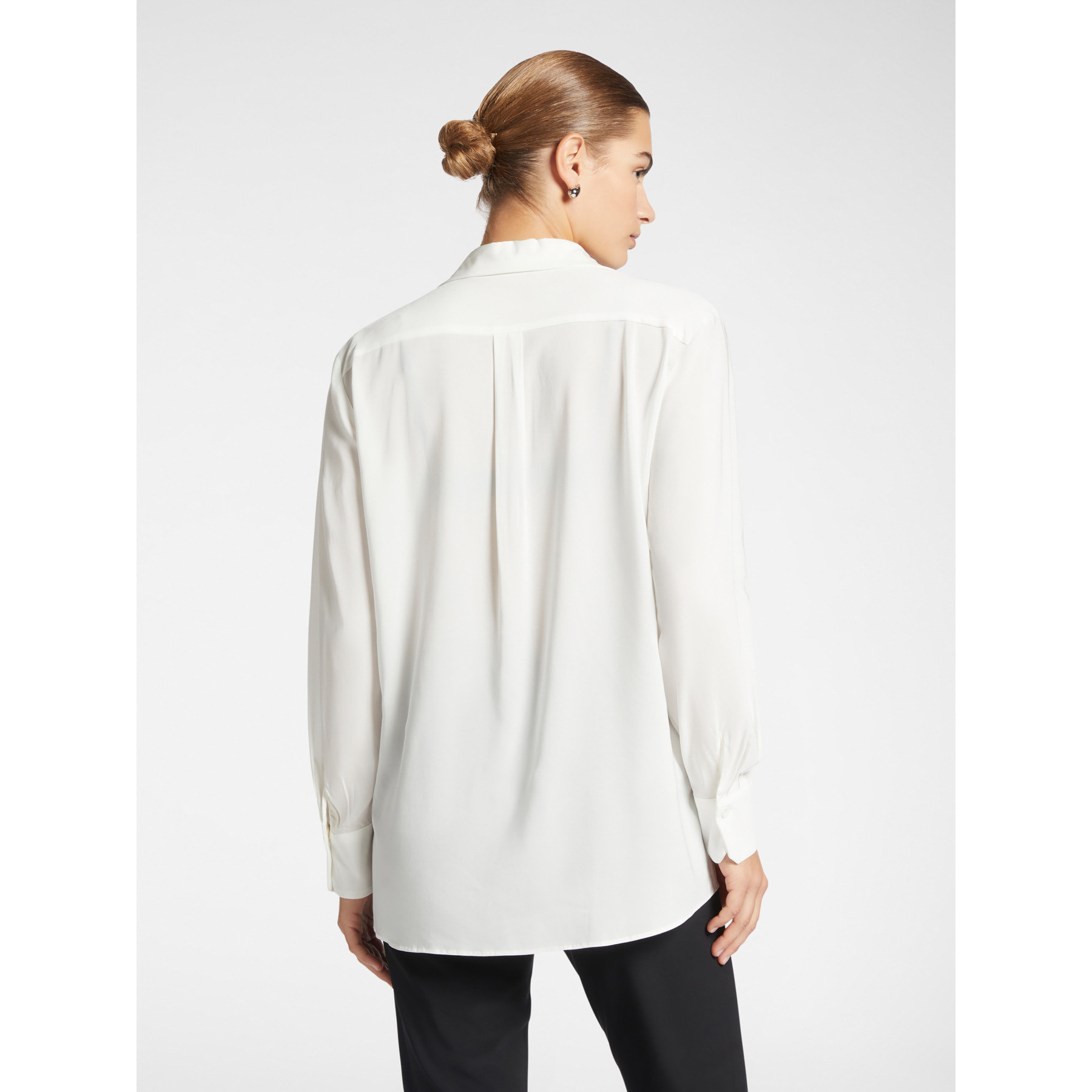 Elena Mirò - Camisa masculina de georgette - Blanco