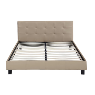 Lit double en pvc "Julia" - 140 x 190 cm - Taupe