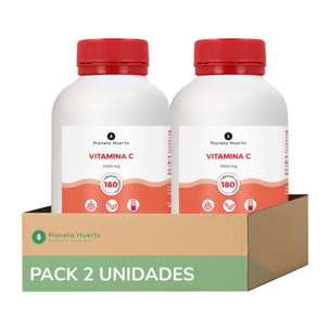 PLANETA HUERTO Pack 2x Vitamina C 1000 mg 180 Cápsulas – Antioxidante Potente, Apoya Sistema Inmune y Salud Celular