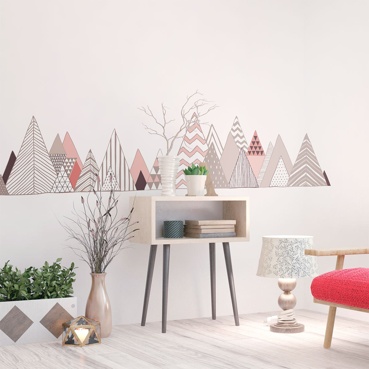 Stickers muraux - Décoration chambre salon - Autocollant Sticker mural géant montagnes scandinaves DIAMANTINA