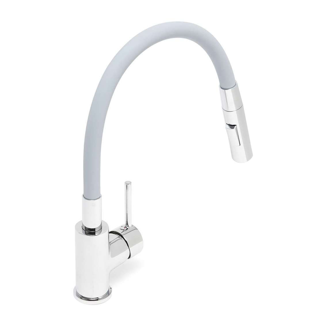 mitigeur cuisine à mémoire de forme, 2 types de jet mousseur ou douchette, courbe en silicone gris (SIKOBSLPRO290S2F)