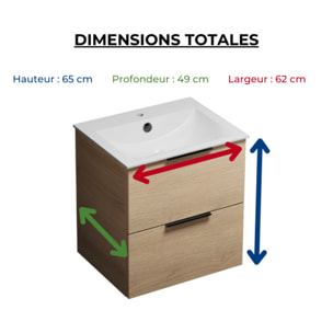 Meuble vasque 60 cm BURGBAD Olena chêne clair
