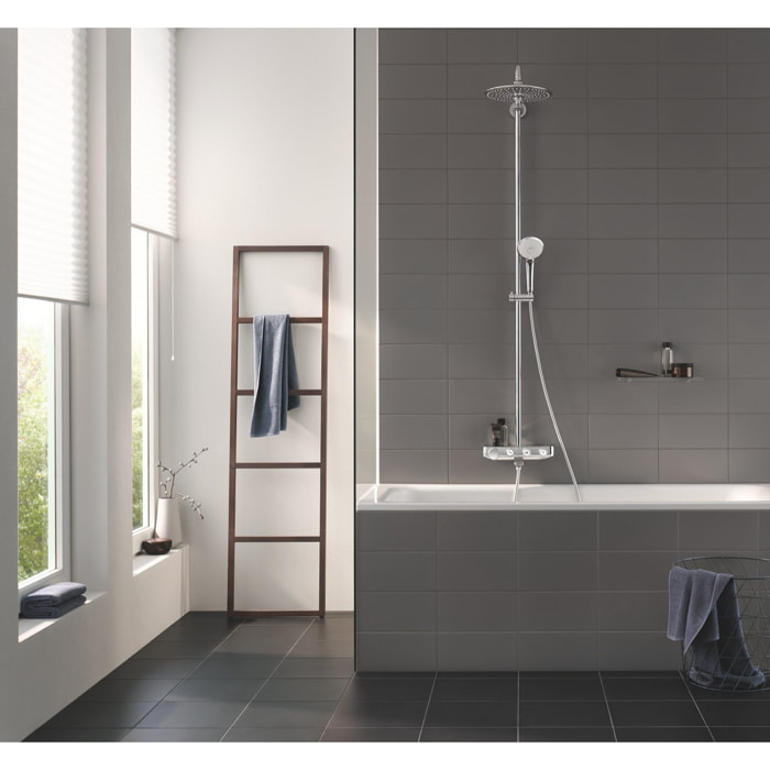 GROHE Colonne thermostatique bain/douche Euphoria Smartcontrol - 3 jets - Ø 26 cm + douchette 3 jets