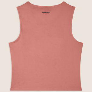 Canotta cropped slim fit con stampa Mickey Mouse