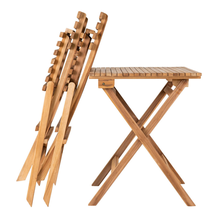Set da Bistrot Cuenca in Teak Naturale — 2 Sedie e 1 Tavolo