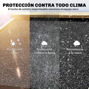 Caseta de Jardín de Madera 106x57x167 cm, Cobertizo Jardín Exterior, Armario para Herramientas con Doble Zona, Puertas, Estantes Desmontables, Techo Asfáltico Impermeable y Ventana, Natural