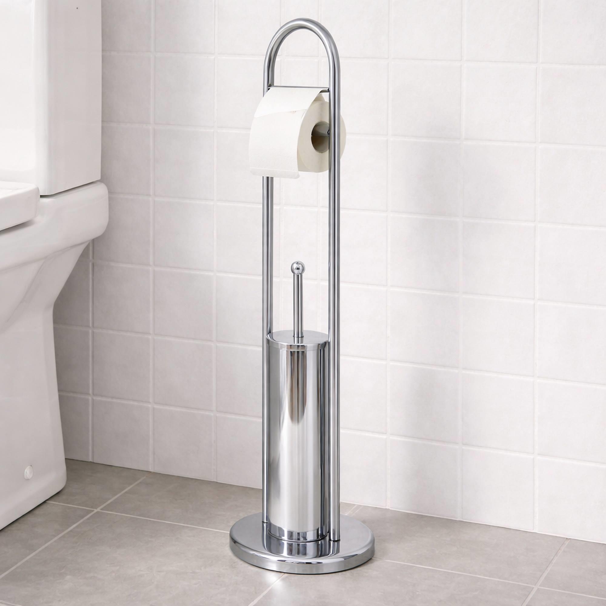 Portarrollos y Escobilla todo en uno, en Acero inoxidable