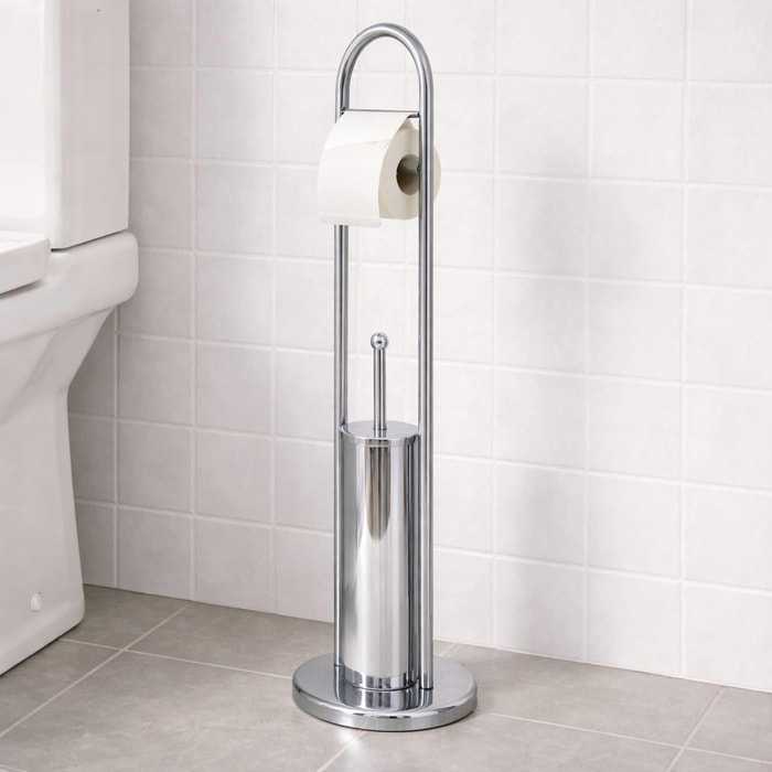 Portarrollos y Escobilla todo en uno, en Acero inoxidable