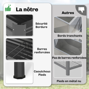 Carré potager surélevé - jardinière surélevée extra large 241L - tissu non-tissé - métal - 180x55x80cm - gris foncé