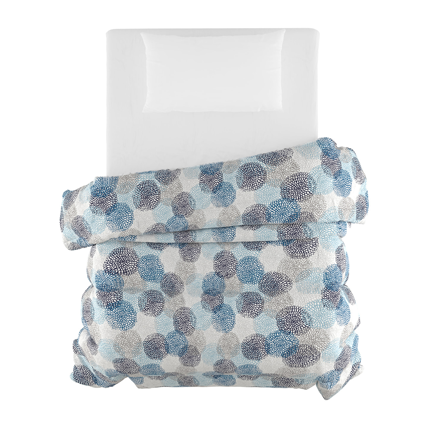 TRAPUNTA BASIC INVERNALE STAMPATA SINGOLO, SOFFIONI BLU