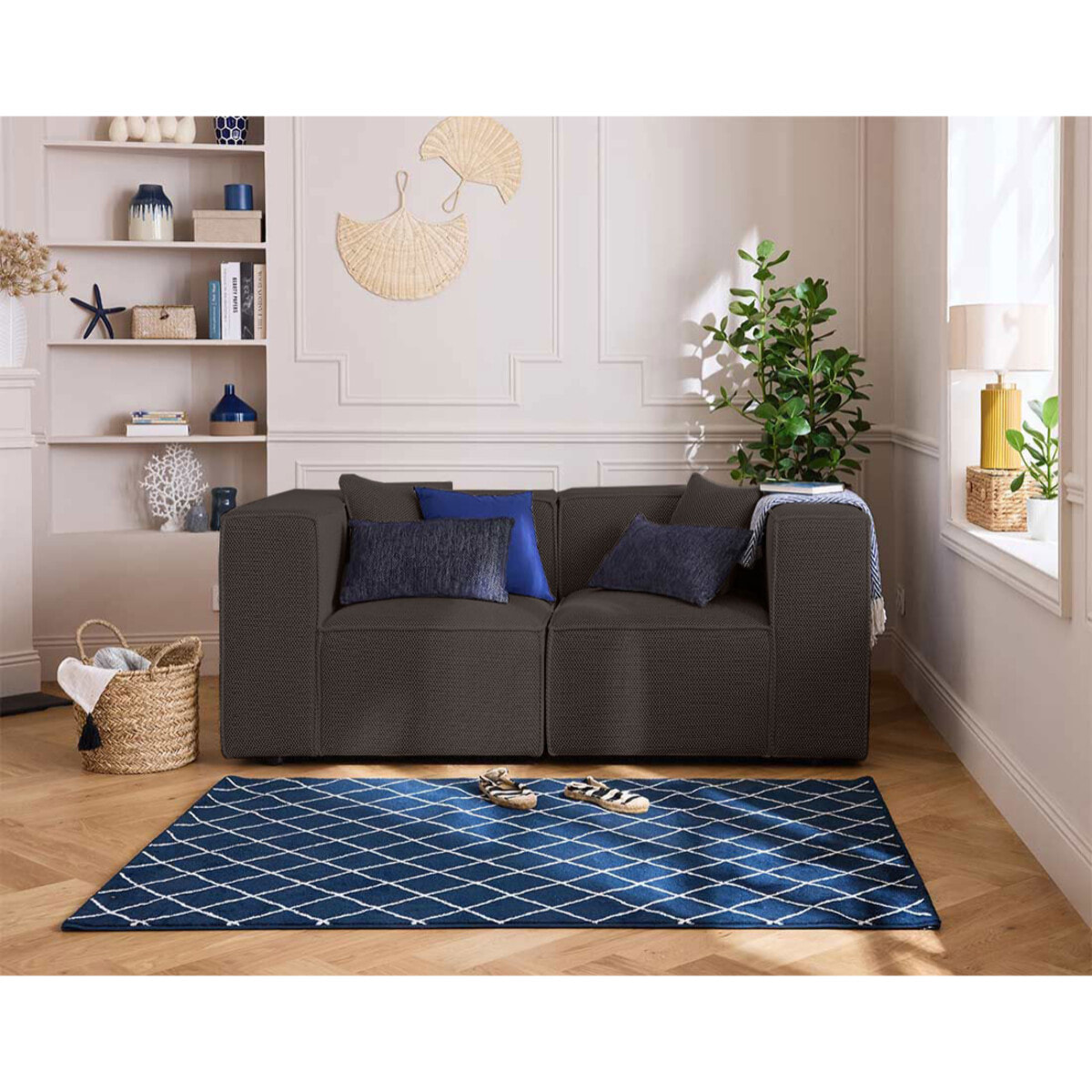 Arty - module d'assise d'angle réversible - en tissu mailles 3D - Gris foncé