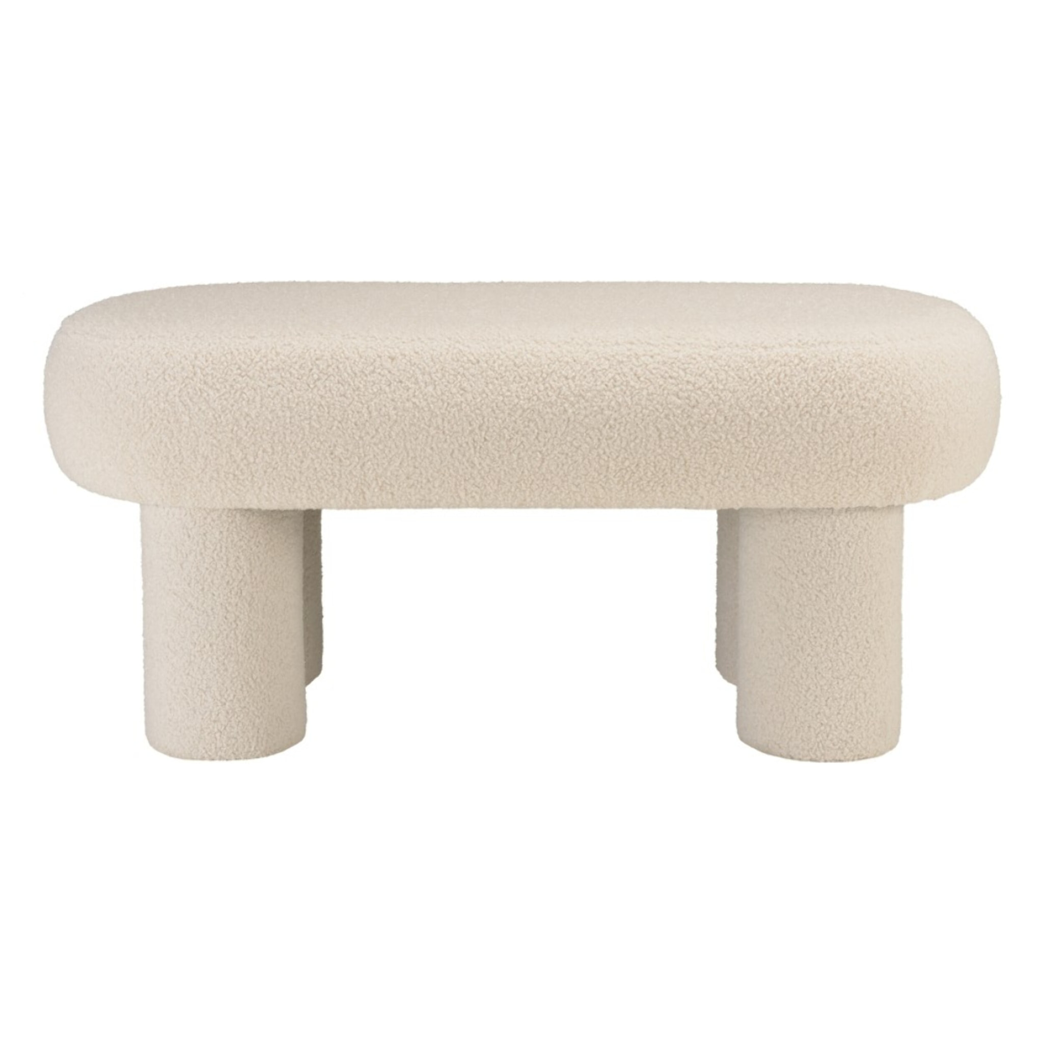 AGATHE - Banc en tissu bouclette blanc L105cm