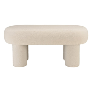 AGATHE - Banc en tissu bouclette blanc L105cm