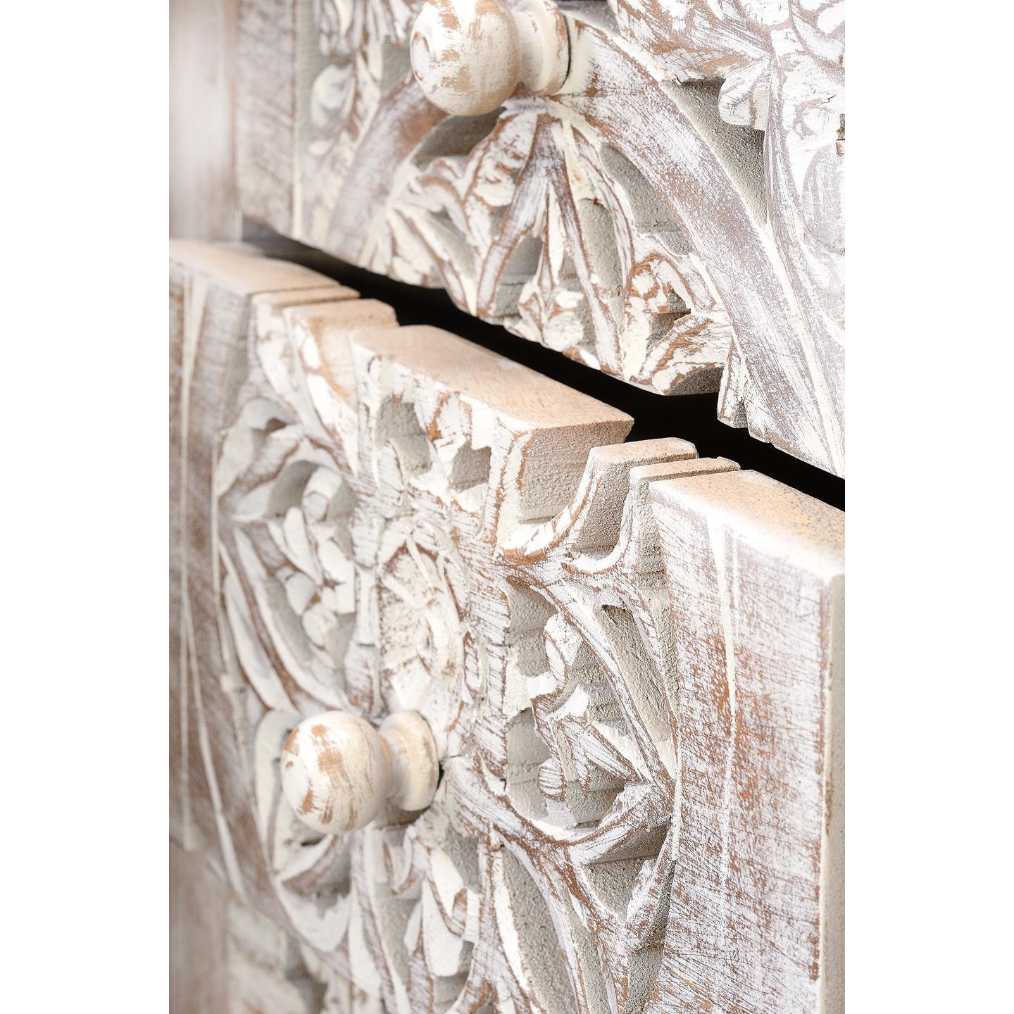 Sinfonier de Madera de Mango 45 Cm Estilo Étnico Boho Tallado