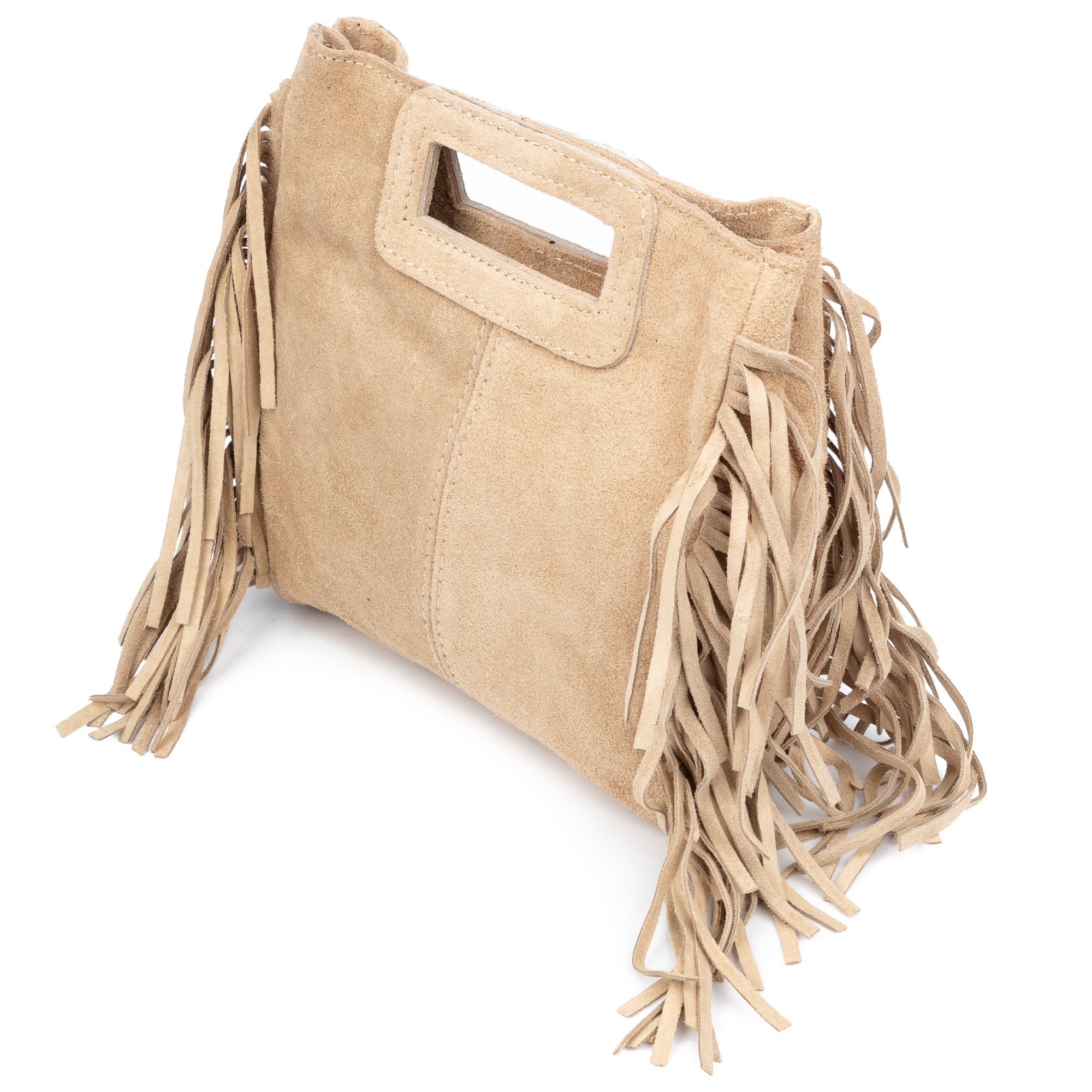 Barbata bolso bandolera mujer. Piel auténtica Gamuza con tachuelas decorativas.