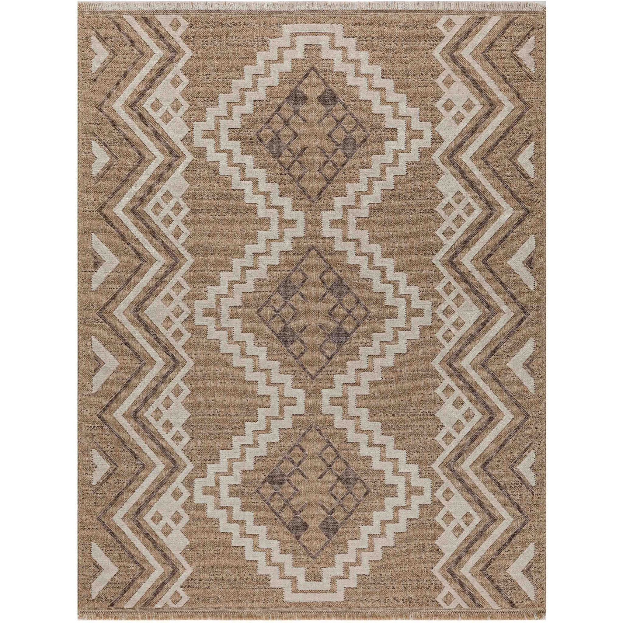 Tulum - Tapis indoor outdoor effet jute motif ethnique