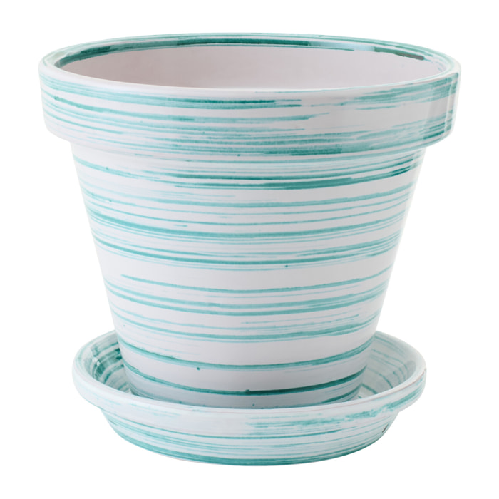 J-Line Cache-pot - céramique - vert menthe/blanc - large