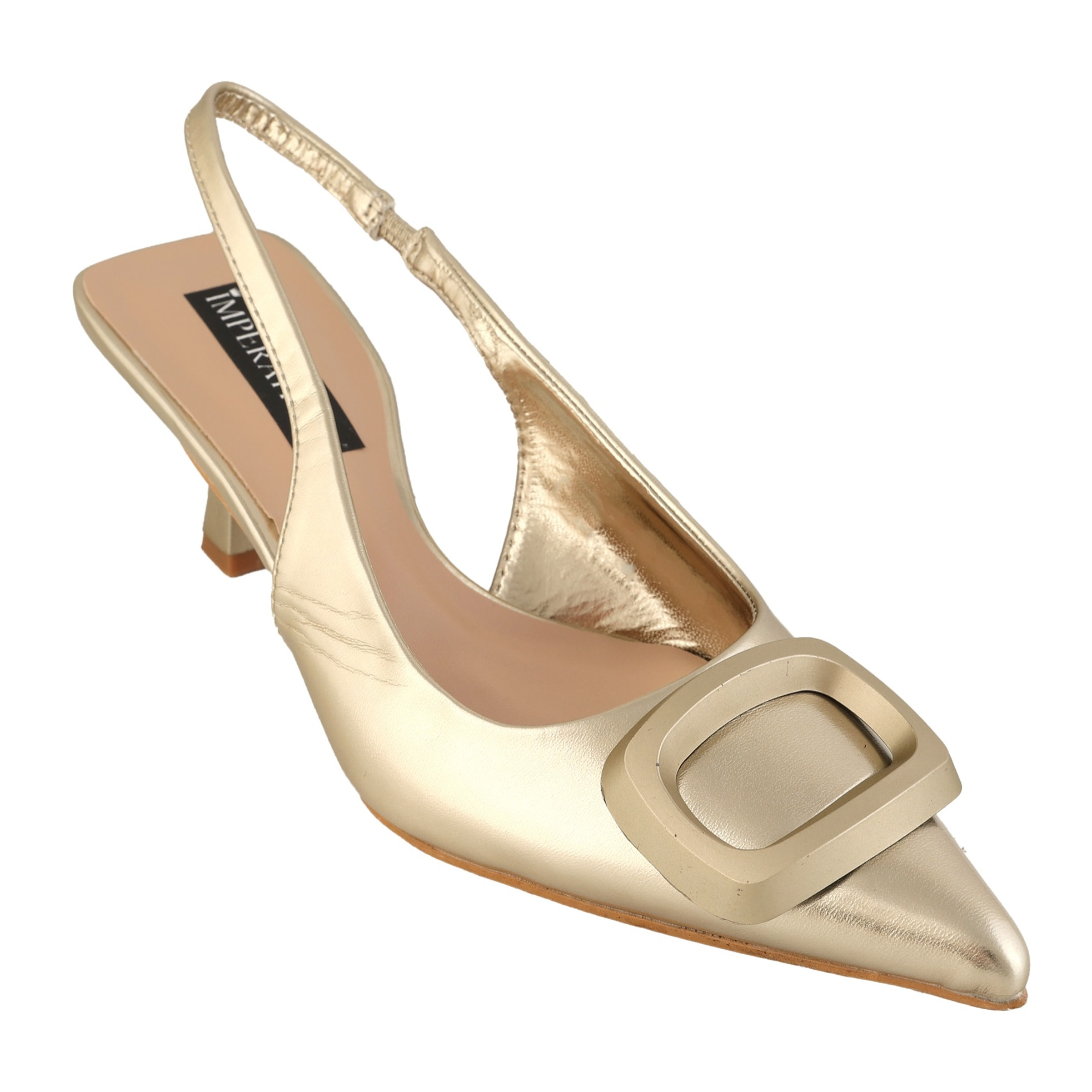 Decolletè slingback con tacco basso a rocchetto