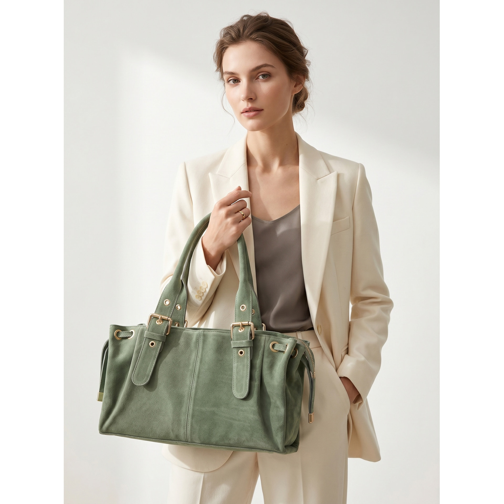 Borsa a mano da donna Made in Italy - Modello Lumena Lux - 100% pelle - 20.0 x 21.0 x 33.0 cm
