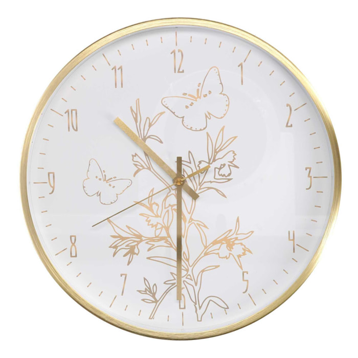 Orologio Vacchetti in alluminio farfalle bianco tondo cm ø31,6h4,9