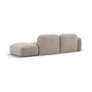 Canapé modulable droit "Lucien" 3 places en velours beige foncé